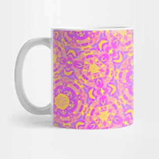 Psychedelic Funky Colorful Symmetrical Fractal Mandala Abstract Digital Art Mug